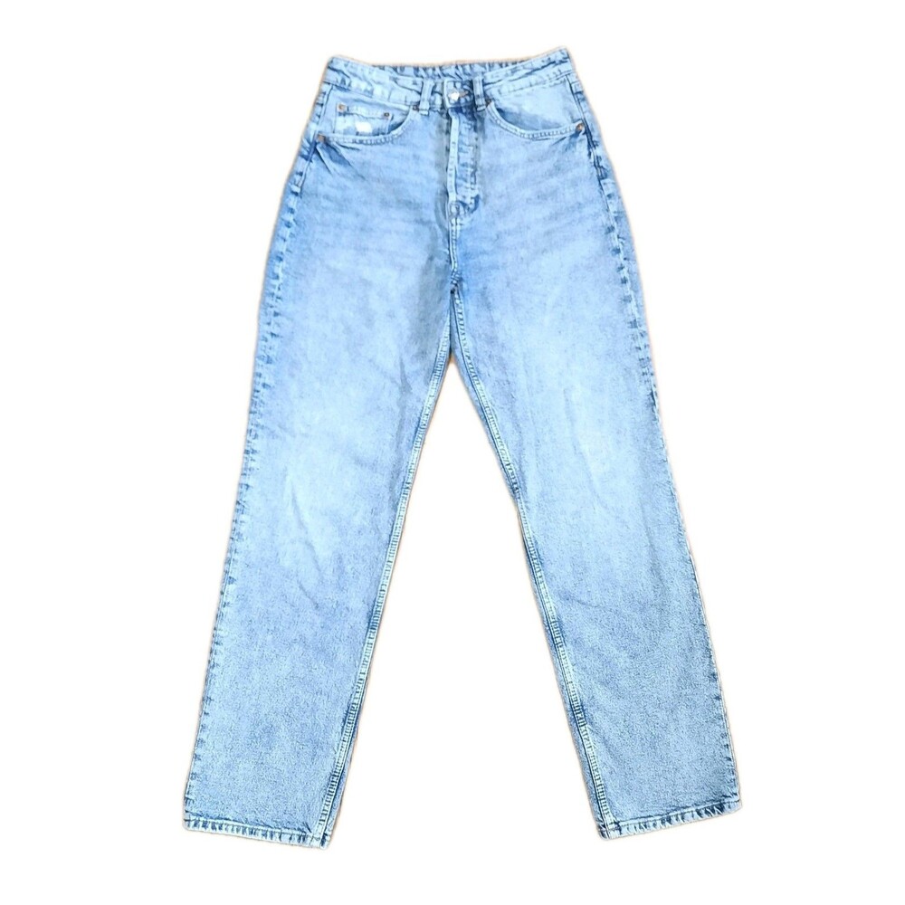 H&M Divided Mom Jeans US 6 Ultra High Waisted Button Fly Light Wash Denim XLNT